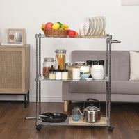Carrello multifunzionale Garvee a 3 ripiani con ruote, ripiani regolabili, rete metallica, antiruggine, per cucina e uso commerciale, 75x35x90 cm, cromato