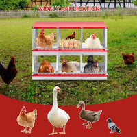 Nido per polli Garvee in metallo con ventilazione e barra oscillante, 6 scomparti, acciaio zincato, salvaspazio, facile da pulire, per polli e anatre