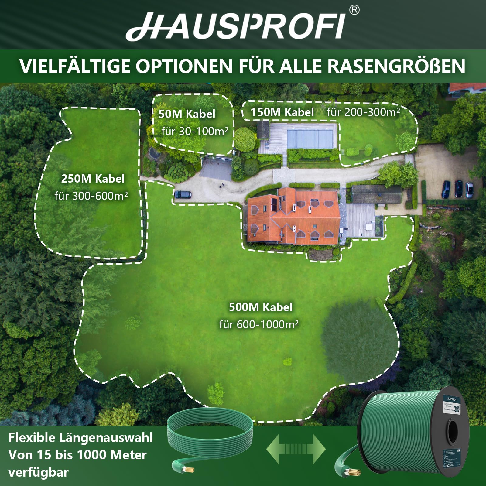 Garvee 50m Filo perimetrale universale per robot tagliaerba, filo di rame stagnato, Ø2,7mm, per tutti i robot tagliaerba, giardino, verde