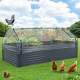 Garvee Letto Da Giardino Rialzato In Acciaio Zincato Kit Rettangolare 8x4x2 Ft Grigio Con Copertura E Porte A Zip