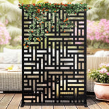 Garvee Schermo Privacy Esterno in Metallo 198x122 cm Resistente alla Ruggine, Design Moderno, Acciaio Robusto, Divisorio per Giardino e Balcone