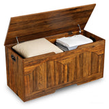 Garvee Panca Contenitore Retro in Legno Ampio Spazio Cerniere di Sicurezza Maniglie Laterali Supporto 300 lb Facile Montaggio Ideale per Ingresso - Brown