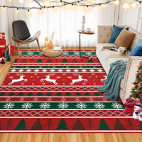 Garvee Tappeto Natalizio Rosso 80x150cm Con Design Renna E Fiocchi Per Cucina, Ingresso, Soggiorno Antiscivolo Lavabile