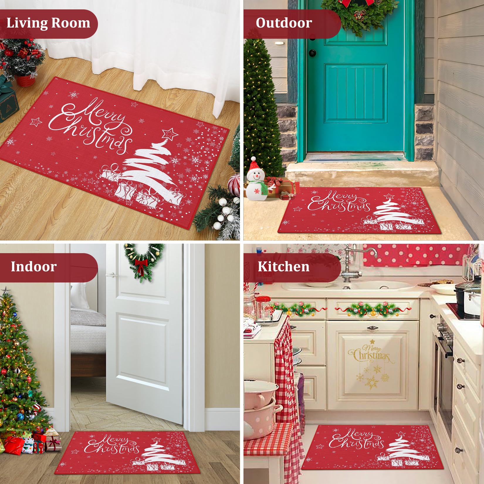 Garvee Zerbino Natalizio 40x60cm Antiscivolo Lavabile Imitazione Canapa Festivo Sicuro Bambini Animali Ingressi Terrazze