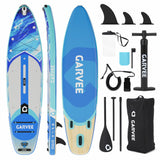 Garvee Set Premium Tavola SUP Gonfiabile con Supporto Universale per Camera, Remo Regolabile, Accessori Completi, Outdoor Acqua, Adatto a Principianti e Avanzati - 