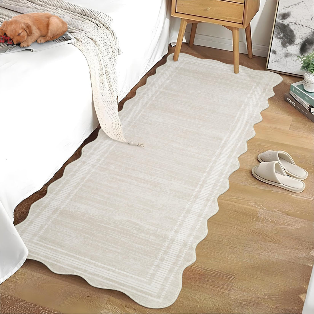 Tappeto da corridoio Garvee lavabile, 2x6 piedi, antiscivolo, antimacchia, in poliestere color crema, per cucina e corridoio