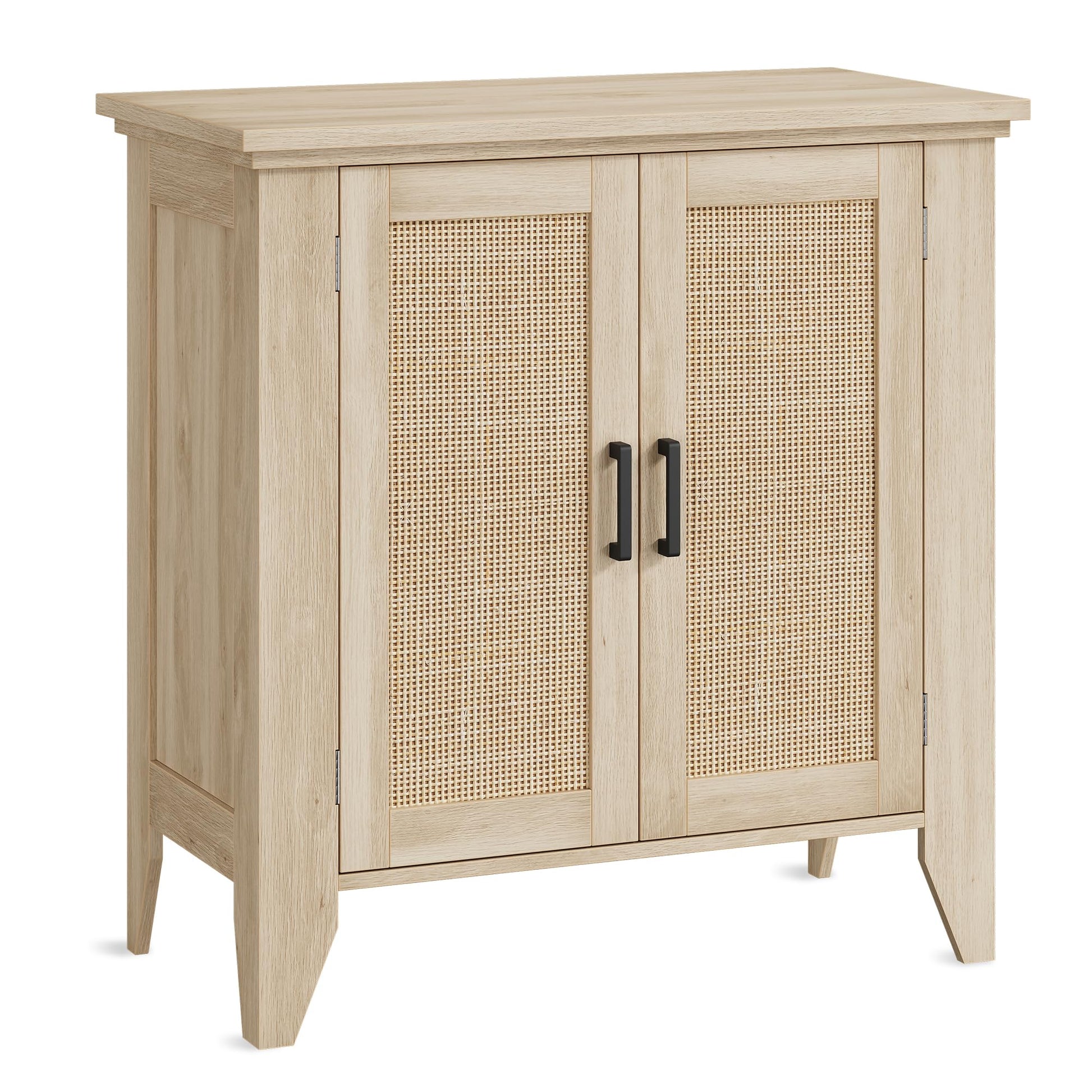 Mobiletto portaoggetti piccolo Garvee con ante e ripiani, credenza in rattan per soggiorno e cucina, 30"x15.8"x31.5", colore naturale