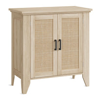 Mobiletto portaoggetti piccolo Garvee con ante e ripiani, credenza in rattan per soggiorno e cucina, 30"x15.8"x31.5", colore naturale