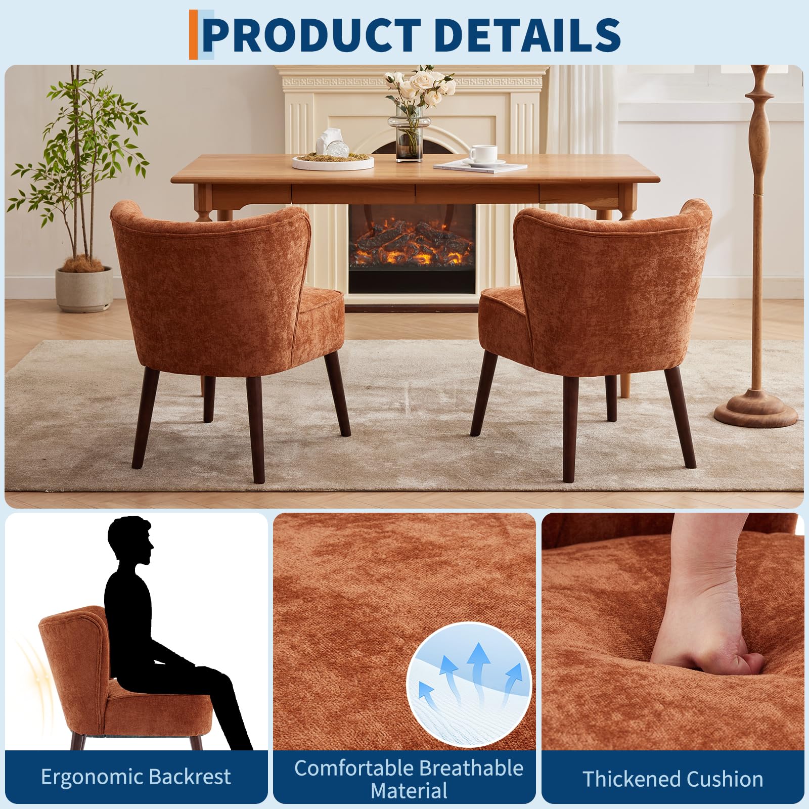 Sedia ergonomica Garvee Mid-Century Modern con schienale alto e braccioli, rivestimento in velluto, per soggiorno, ufficio, 22x26 pollici, velluto