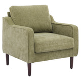 Garvee Poltrona d'Accent Moderna in Lino Verde con Braccioli Scooped e Schienale Alto, Struttura in Legno, Design Salvaspazio per Soggiorno e Ufficio, 76x81x88 cm