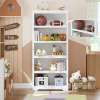 Garvee Libreria a 5 Ripiani Alta Regolabile Antiscivolo MDF Robusto Bianco per Soggiorno e Studio 175 cm
