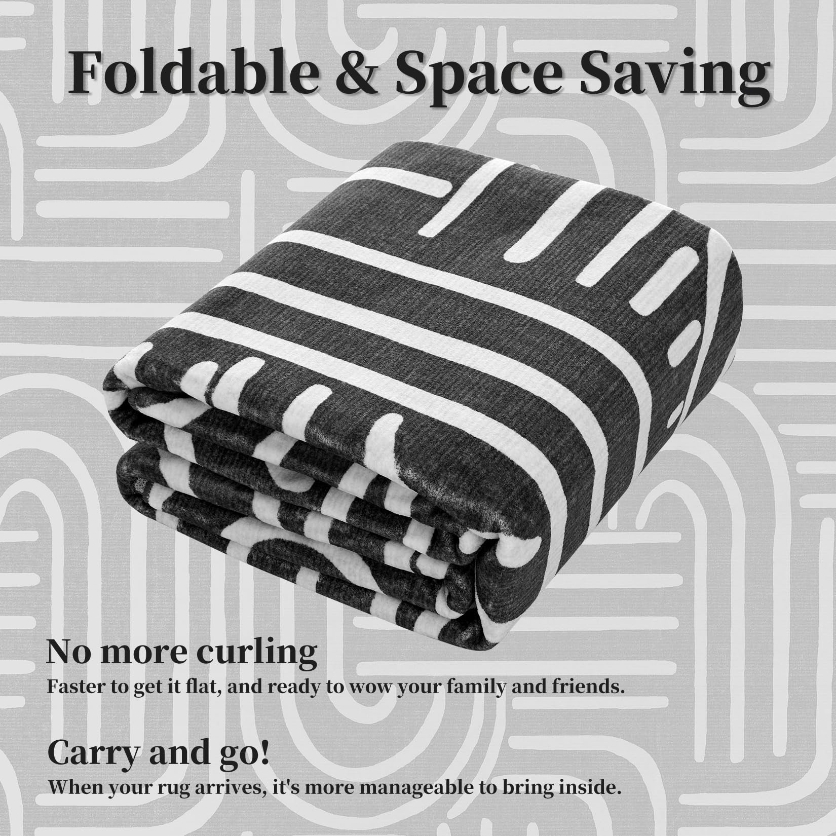 Tappeto per soggiorno Garvee 200x290, lavabile, antiscivolo, a pelo corto, per soggiorno, camera da letto, nero