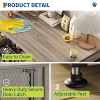 Garvee, cuccia per cani da 44 pollici con cassetti, doppie porte, in legno massello per cani di piccola e grande taglia, marrone e nero vintage, per interni