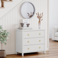 Cassettiera Garvee da camera da letto, 29" con 3 cassetti, bianca, per soggiorno e corridoio, in legno MDF, resistente ai graffi e all'acqua, ampio spazio di archiviazione