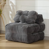 Divano letto pieghevole 3 in 1 Garvee con cuscini, supporto ergonomico per la guida, comfort in schiuma triturata, tessuto in velluto a coste, grigio, singolo, per soggiorno e camera da letto - Grigio