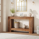 Tavolo consolle Garvee da 47" per corridoio con 2 ripiani, base in legno robusto, stile country, soggiorno e ingresso, marrone - marrone