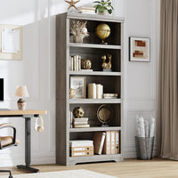 Garvee Libreria Rustica Alta 190,5 cm 2-6 Ripiani Regolabili MDF Robusta Antiribaltamento Soggiorno Studio