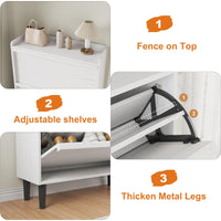 Scarpiera Garvee con 2 cassetti a scomparsa, ripiano regolabile, legno MDF per corridoio e soggiorno, bianco, ampio spazio di archiviazione, antiribaltamento