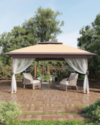 Gazebo pop-up Garvee 12x12 con zanzariera, resistente ai raggi UV, regolabile in 3 altezze, struttura in acciaio, 6 pannelli laterali, tasche per sabbia per giardino e campeggio, bianco