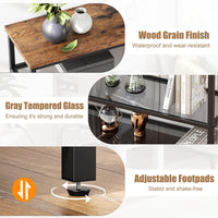 Tavolo consolle Garvee, 4 ripiani con ripiano in vetro e struttura in metallo per corridoio e soggiorno, 39,4" x 11,8" x 29,5", grigio rustico