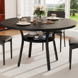 Garvee Tavolo da Pranzo Rotondo 120 cm per 4-6 Persone con Ripiano Portaoggetti Nero per Cucina e Soggiorno