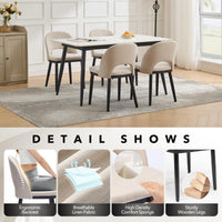 Set di 2 sedie da pranzo in legno Garvee, moderne, imbottite, schienale alto, in tessuto, robuste, comode, beige, per cucina e bar, 46 cm di profondità x 52 cm di larghezza x 77 cm di altezza