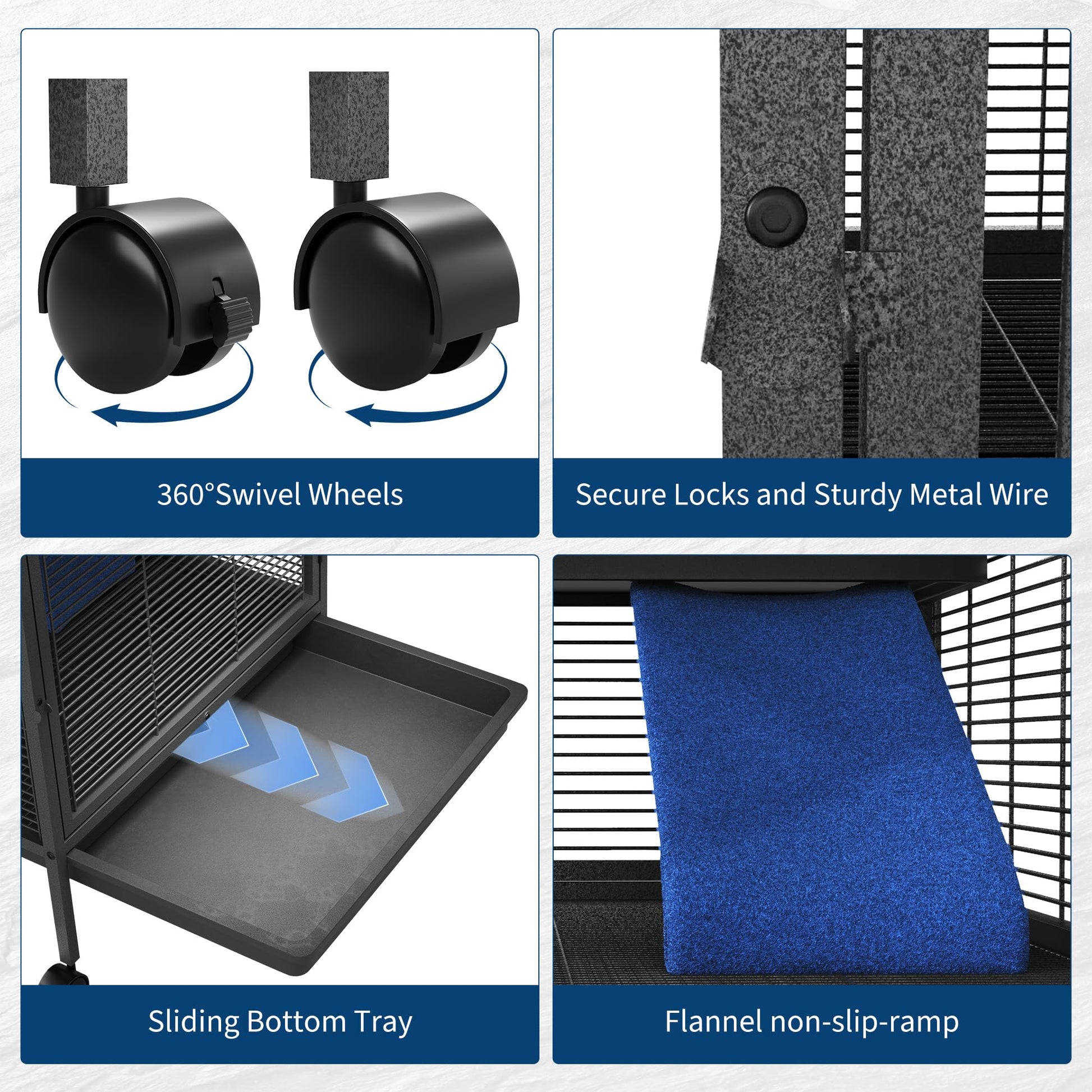 Gabbia per piccoli animali Garvee a 6 piani con rampe e piattaforme per porcellini d'India, conigli e cincillà, 31,9" x 20,5" x 58,6" in metallo, su ruote