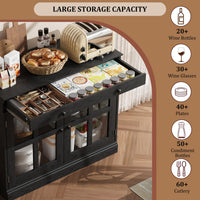 Credenza Garvee da 35,4" con anta in vetro, ripiani regolabili, chiusura ammortizzata, legno, nero, moderna per sala da pranzo e cucina