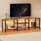 Garvee Supporto TV Mobile con Luci LED per TV 140-190 cm - Consolle Media Vintage Marrone per Soggiorno e Camera - Grey