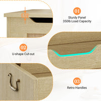 Scatola portaoggetti in legno Garvee con cerniera di sicurezza, coperchio a chiusura ammortizzata, stile fattoria, rovere naturale per soggiorno e sala giochi, capacità di carico di 350 libbre