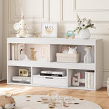 Garvee Libreria per Bambini con Cassetto, Organizer Giocattoli, 5 Cubi, Legno Resistente, Bianco, per Cameretta e Aula, 24x47.2x11.8 Pollici