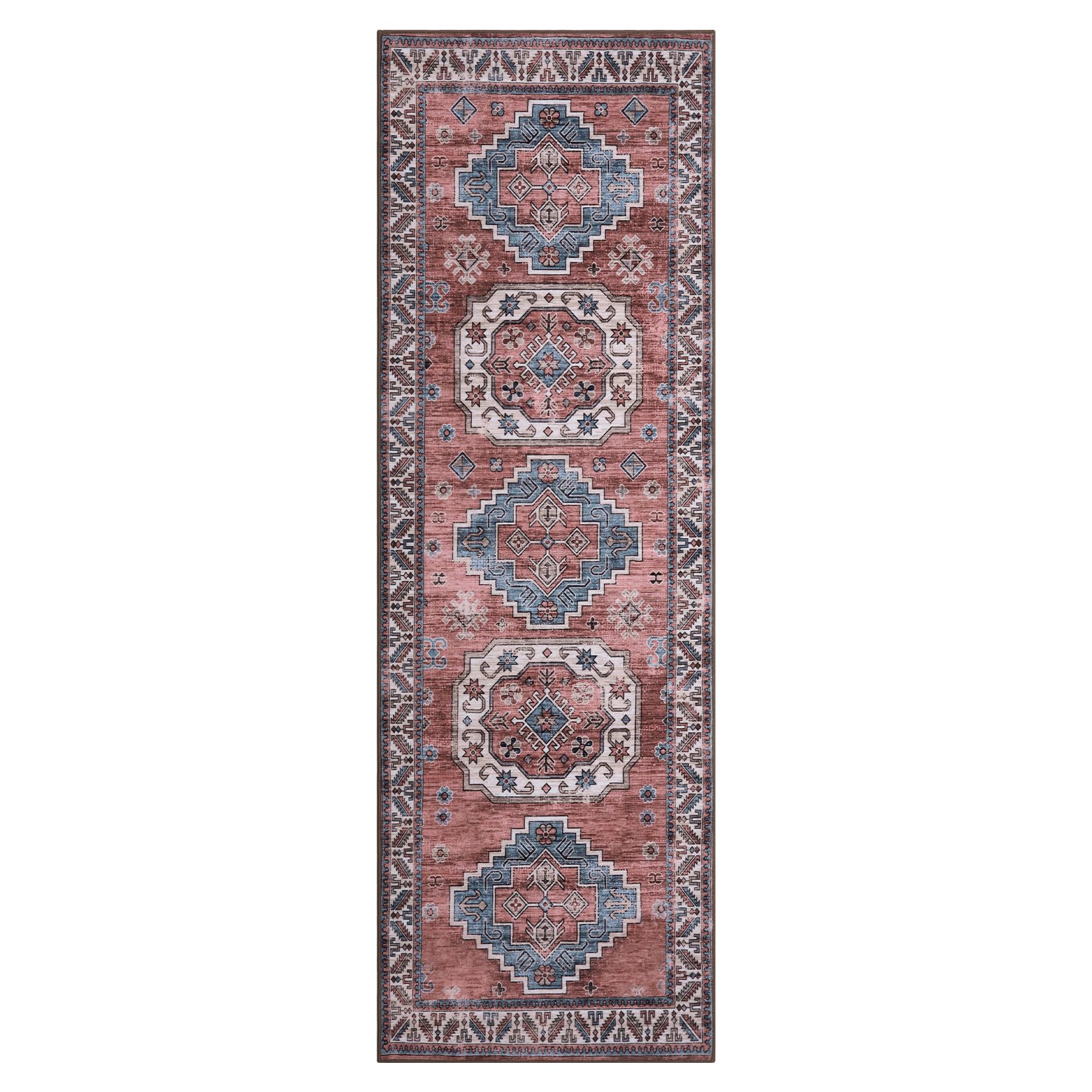 Tappeto vintage per soggiorno Garvee, morbido, lavabile, stile fattoria orientale, rosa, 60x230 cm
