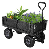 Carrello da Giardino Garvee Acciaio Pesante 227 kg, Pieghevole Impermeabile, Ideale per Festa del Papà - Giardino e Fattoria, Nero 81x42x45.5 cm - Nero