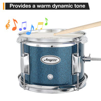 Batteria Garvee da 3 pezzi per principianti con Basso da 14", Tom da 10", blu, legno, sgabello incluso, ideale per bambini