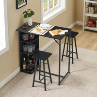 Set da pranzo piccolo Garvee da 36 pollici con contenitore, robusto ed ergonomico, MDF e acciaio, nero, per appartamenti e cucine