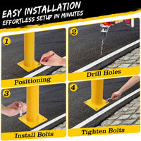 Garvee Safety Bollard 36 pollici in acciaio riflettente resistente alle intemperie per parcheggi e marciapiedi giallo