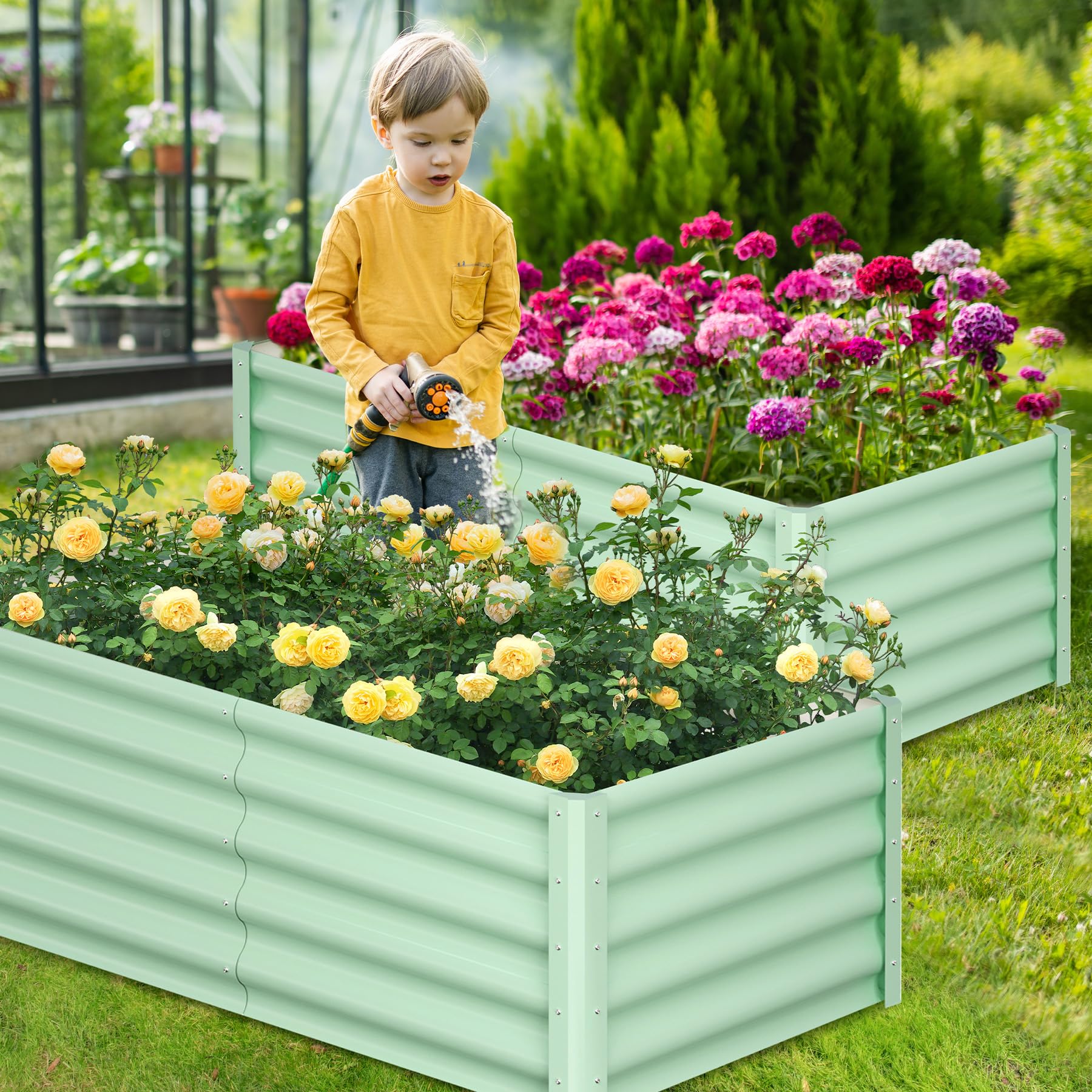 Aiola rialzata in acciaio zincato Garvee 6x3x1,5 piedi con bordo di sicurezza per giardino e patio, resistente alla ruggine