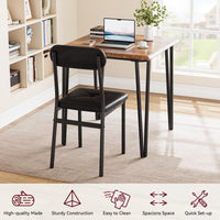 Set da pranzo Garvee per 2 persone con sedie imbottite, tavolo in MDF vintage, struttura in metallo robusto, salvaspazio, per cucina e stanze piccole, grigio/nero