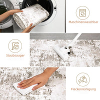 Tappeto moderno astratto per soggiorno Garvee 120x170 cm beige, lavabile, antiscivolo, a pelo corto, per ufficio e camera da letto