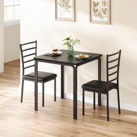 Set da pranzo Garvee da 3 pezzi per 2 persone con sedie imbottite, piano in MDF, salvaspazio, stabile, ideale per cucina e sala da pranzo, design moderno, nero