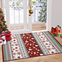 Tappeto natalizio Garvee, zerbino lavabile antiscivolo per soggiorno, cucina, cameretta dei bambini, 60x100 cm, rosso