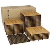 Garvee Piastrelle in Legno di Acacia 33 Pezzi - Pavimentazione Interbloccante 30x30 cm - Resistente all'Acqua, Antiscivolo - Per Patio, Balcone, Piscina, Legno Solido, Facile da Installare, Marrone Naturale - Yellow-2