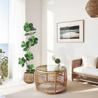 Albero di fico artificiale Garvee da 6 piedi con vaso bianco per soggiorno e ufficio, rami regolabili, resistente alle intemperie, foglie realistiche, decorazione in muschio