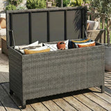 Garvee Contenitore da Esterno da 80 Galloni in PE Rattan Impermeabile per Terrazza con Grande Capacità, Fodera con Cerniera Grigio Organizzatore per Patio e Giardino
