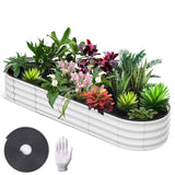 Garvee Hochbeet Ovale in Metallo Zincato e Verniciato, Robusto e Resistente, 182x91x30cm, Crema Bianco, Ideale per Orto e Fiori - Gebrochenes Weiß