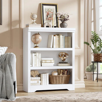 Garvee Libreria Rustica Alta 190,5 cm, 2-6 Ripiani Regolabili, MDF Robusto, Elegante, Anti-Ribaltamento, Soggiorno e Ufficio, Bianco