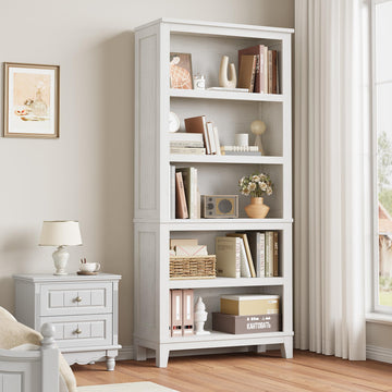 Libreria in legno Garvee, 5 ripiani, robusta, design vintage, MDF e legno, per soggiorno, ufficio, impermeabile, marrone