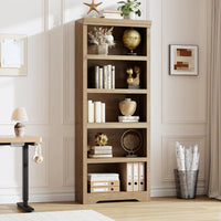 Garvee Libreria Rustica Alta 75" con 2-6 Ripiani Regolabili in MDF, Anti-Ribaltamento, per Soggiorno e Studio, Elegante Design Neutro