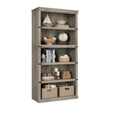 Libreria in legno Garvee a 5 ripiani stile rustico con spazio archiviazione, robusta coloniale, MDF e legno, capacità 45 libbre, grigia, per soggiorno e ufficio - Grigio