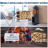 Garvee 4 piedi supporto per legna da ardere supporto per legna per impieghi gravosi per giardino e patio capacità di carico 2000 libbre acciaio inossidabile nero